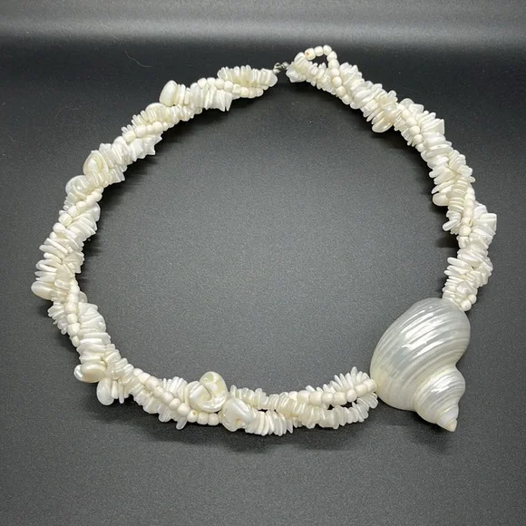 Nautilus Shell Necklace 22" MOP Hawaiian Vintage Surf Hand Made - Picture 1 of 8